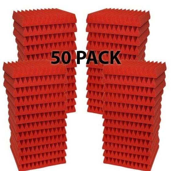 

50 pieces acoustic foam studio sound recording soundproofing panels wedge sound treatment sponge fireproof mater tiles 12" x 12" x