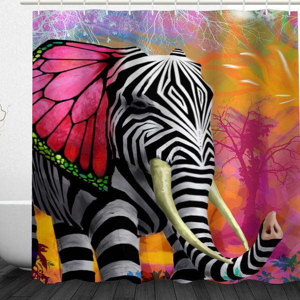 3D печатные привязали слон занавески для душа домашнего декора водонепроницаемый