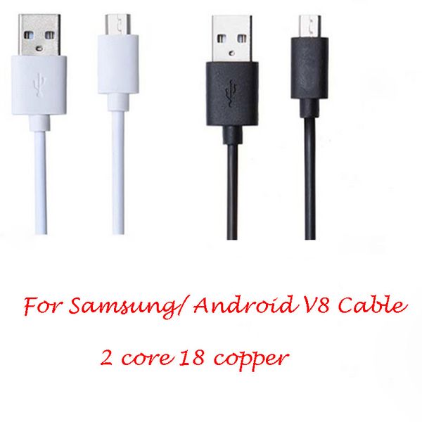 

universal cell phone cable for samsung/ android 30cm v8 micro usb fast charger mini cable 2 core 18 copper