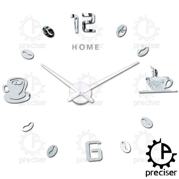 

wholesale- home letters 2016 3d diy wall clock arabic digital coffee cups self-adhensive stickers kitchen modern big clock