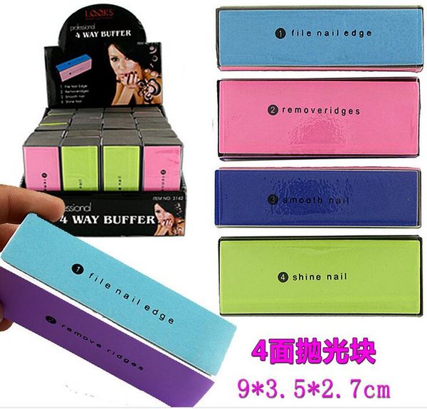 

wholesale- 100xprofessional womens 4 way nail file buffer polishing block four art smooth shine mjzef07ksn01441