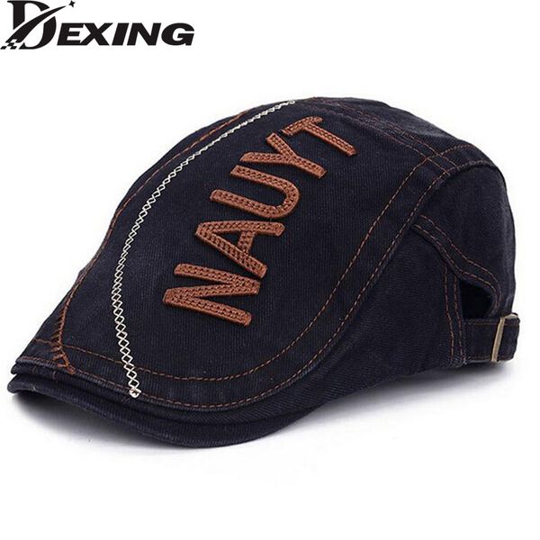 

wholesale-letter embroidery cotton adjust spring breathable flat cap beret men berets women beery boina, Blue;gray