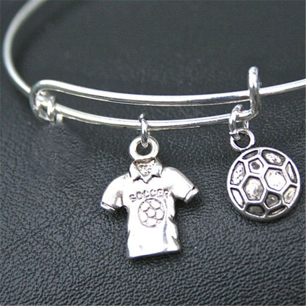 

12pcs Soccer Charm Bracelet Soccer Charm Bangle Ladies SOCCER World Cup silver tone