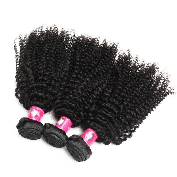 Atacado 10 pacotes / lote 7A Virgem Brasileiro Afro Kinky Curly Hair Tece 1B Natural Preto Humano Remy Trama Do Cabelo Para As Mulheres Negras forawme