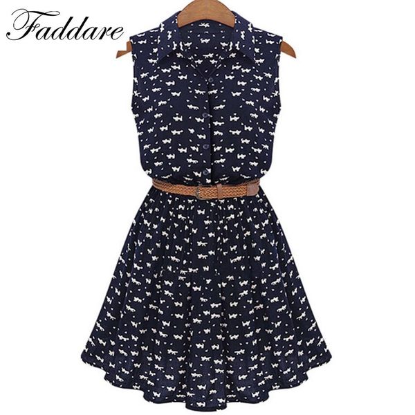 

wholesale- 2017 summer women casual europe style cat footprint dresses fashion sleeveless vestidos de festa femininos, White;black