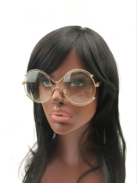 

wholesale-2016 fashion round sunglasses women glasses plain big box uv protection 81095, White;black