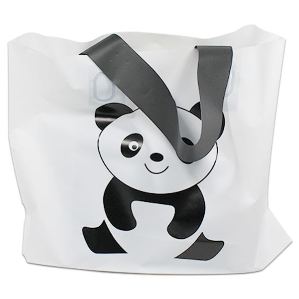 Großhandel 25 teile/los Druck Panda Karton Weiß Einkaufen Plastiktüte Mit Griff Für Tuch Geschenk Mode Beutel