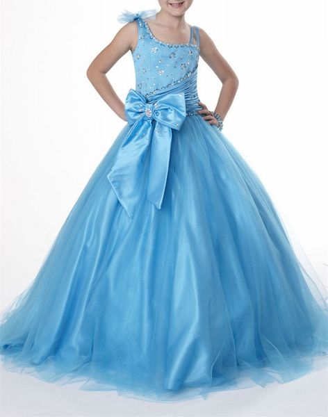 

бальное платье кристаллическое небесно-голубое формальное длина пола платья для девочек-цветочниц детское платье на день рождения дети плать, White;blue