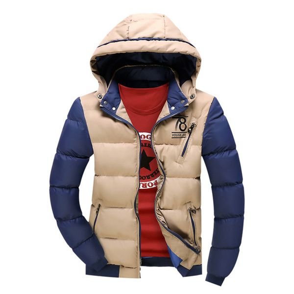 

wholesale new men jacket unique windbreak autumn winter worm mens jackets and coats patchwork casual male clothing, Black;brown