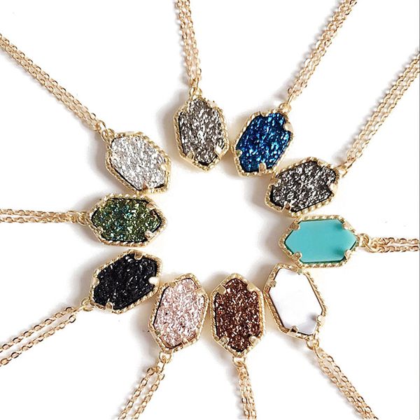 

shinning stone necklace, durzy gold plated geometry stone, 10 colors, cute gift for women, and hign quality, Silver