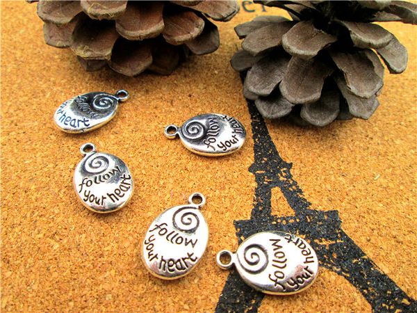 

30pcs-- follow your heart charms antique tibetan silver 2 sided follow your heart charms pendants ,diy supplies 20x12mm, Bronze;silver