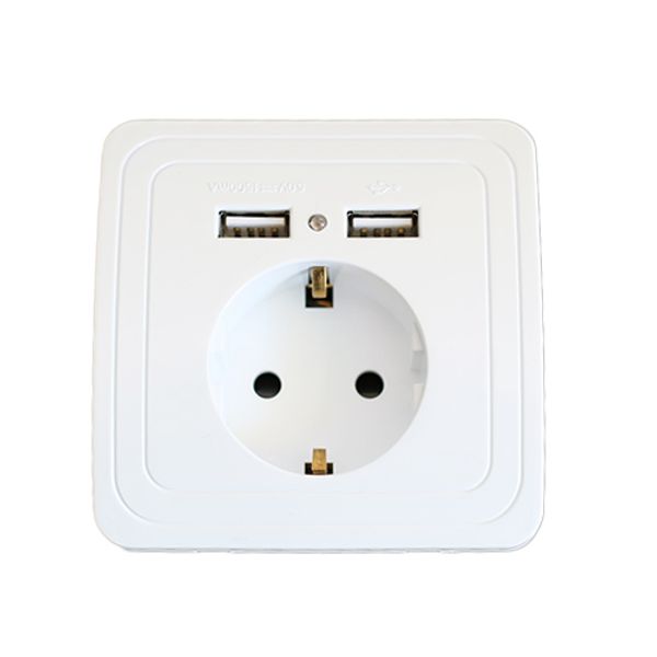 

2018 new eu plug socket power outlet panel dual usb port 1.5a wall charger adapter