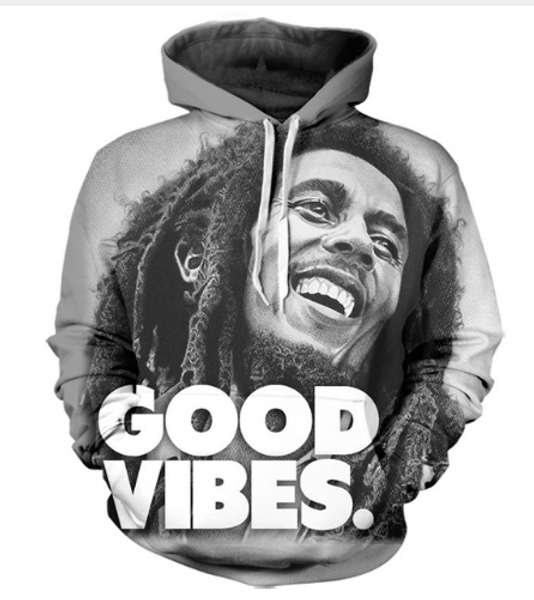 

Новые модные женские / мужские Bob Marley Harajuku стиль смешные 3D печати случайные толсто