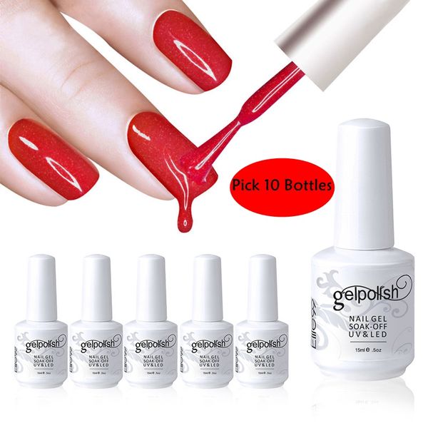 

wholesale-10pcs elite99 15ml soak off uv gel nail polish coat it off base coat foundation dhl usa, Red;pink