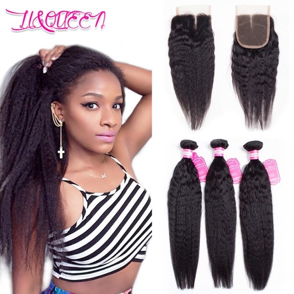 

Brazilian virgin hair kinky traight bundle with lace unproce ed human hair exten ion 3 bundle with 4x4 lace clo ure