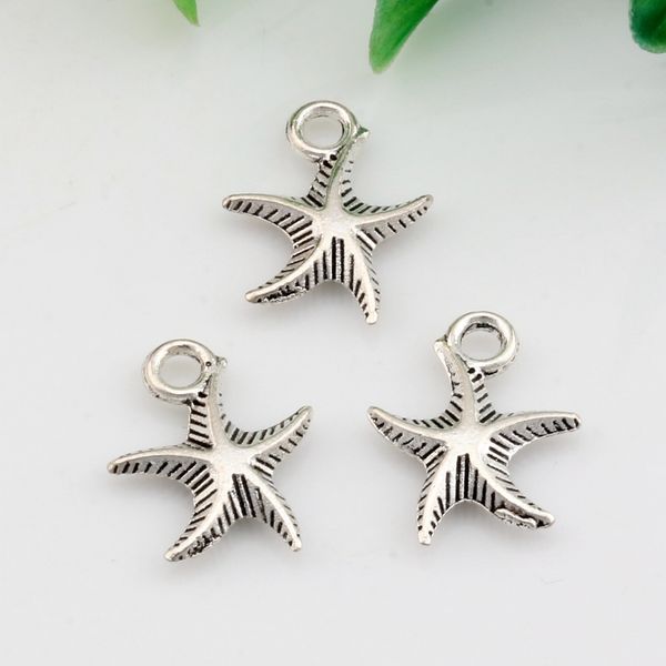 

200pcs antiqued silver zinc alloy 3d starfish charms pendant 13*17mm diy jewelry, Bronze;silver