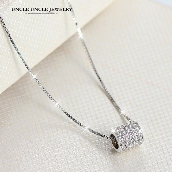 Whole Lucky For You 925 Sterling Silver Simple Necklace - Silver Barrel Pendant Necklace Whole Lucky For You 925 Sterling Silver Simple Necklace - Silver Barrel Pendant Necklace
