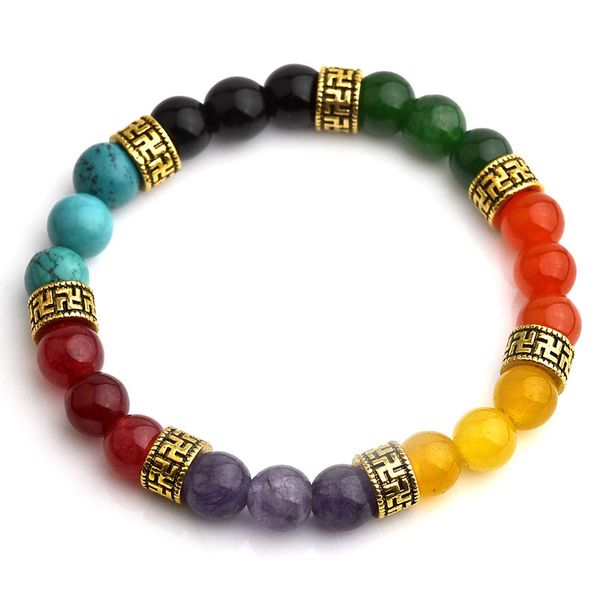 

multi-color healing balance beads bracelet yoga life energy 7 chakra natural stone bracelet women men casual jewelry, Black