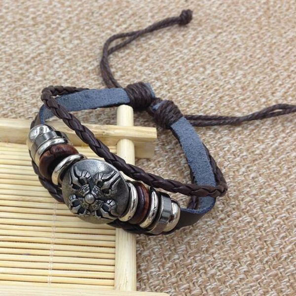 

Hot sell ! 24pcs 2017 New Fashion Alloy Jesus cross Beaded style Cowhide Adjustable bracelett B-24