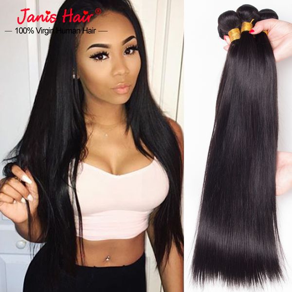 

wholesale-rosa hair products 3 pcs brazilian virgin hair straight 3 bundles/lot 7a grade unprocessed brazilian straight hair weave bundle, Black;brown