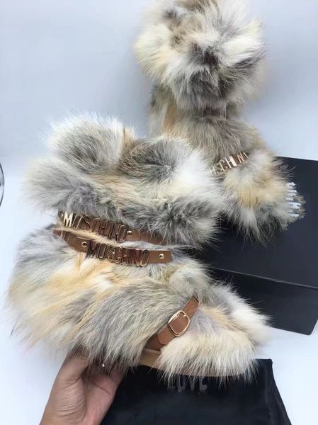 

Fox fur winter now boot for women new brand letter warm bootie female hoe