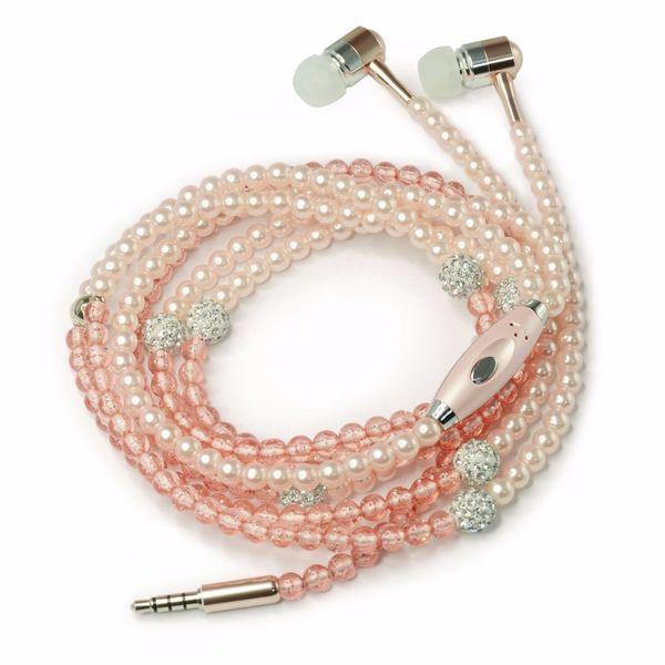 

Fashion In-ear Earbuds Fashionable Jewelry Pearl Necklace Earphones Pearl earphone with Mic Connect to Smart Phone, Mixed color you like