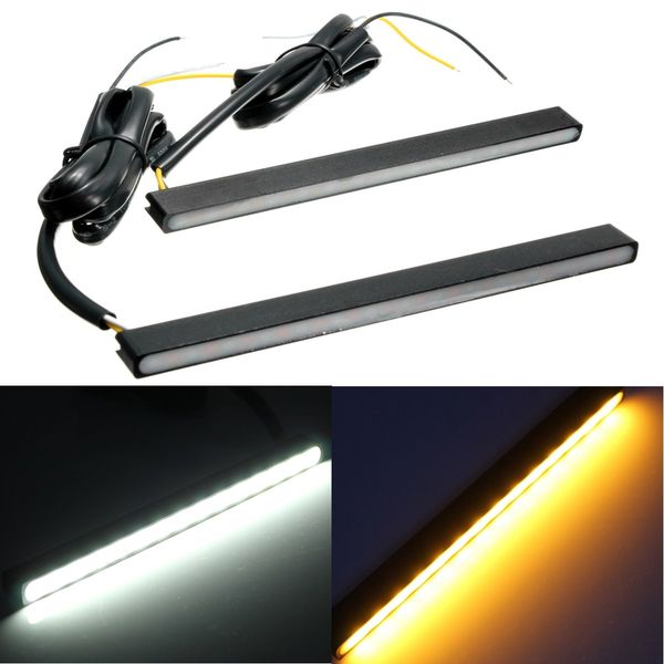 

12v 2pcs universal 15led daytime running light drl turn signal indicator light white & amber