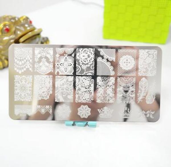 

bc series nail stamping plates stainless steel nail art stamp template manicure nail tools 20 designs, White