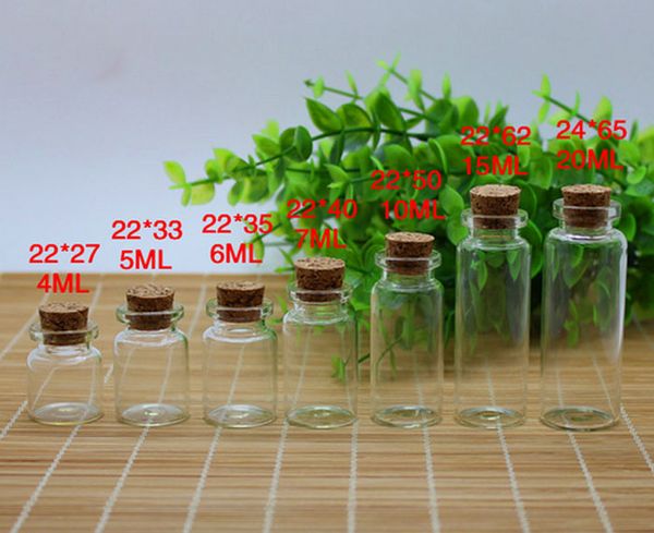 

wholesale price 3ml/4ml/5ml/6ml/7ml/10ml/15ml/20ml/ clear glass drifting bottles with wooden cork ing