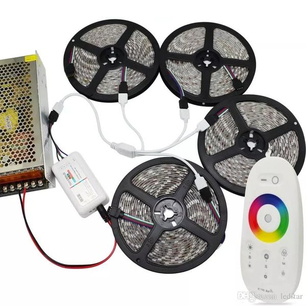 

DC 12V RGB Kit 15м 20м 5050 Светодиодные полосы света Водонепроницаемый + 2,4 Г РФ пульт диста