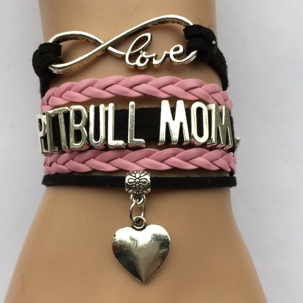 

wholesale-drop shipping infinity love pitbull mom bracelet- dog pet lover friendship gift for women, Golden;silver