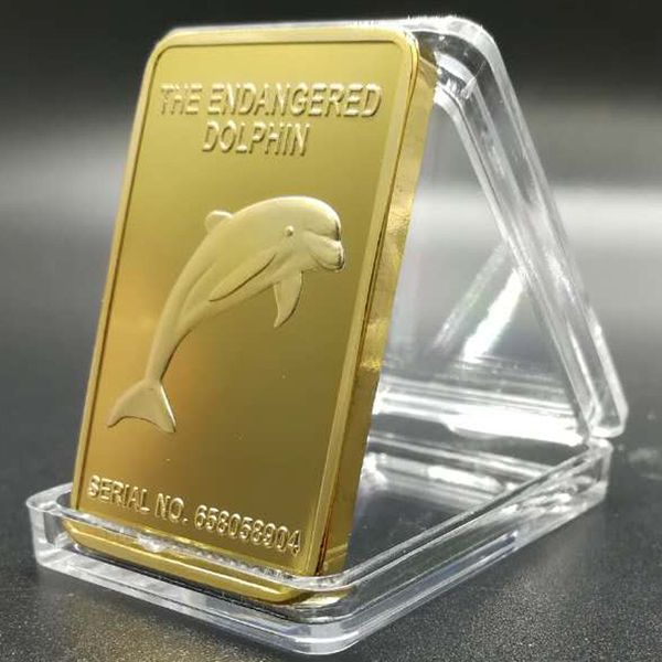 

20 pcs the dolphin animal austrailia 24k real gold plated 50 x 28 mm bullion bar badge coin