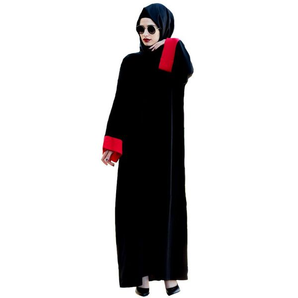 

2018 new muslim women abaya dress flare sleeve patchwork kaftan dress islamic long sleeve maxi dress, Red