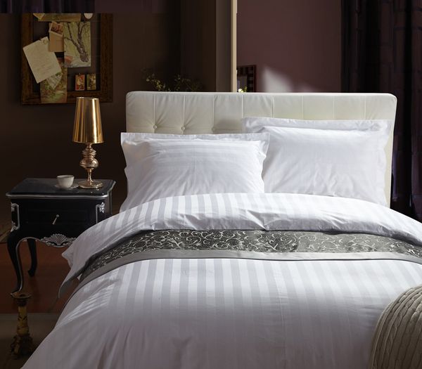 

wholesale- 100% egyptian cotton 60s 300tc 3cm satin strip luxury white l home bed linen king size bed sheets sateen duvet cover bedding
