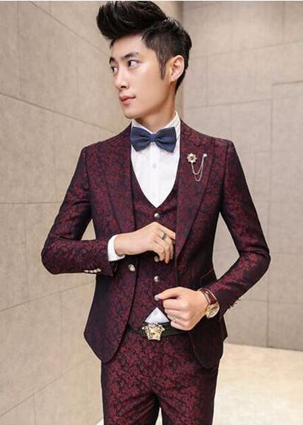 

man han edition business leisure fashion the new trend of england boutique personality three-piece married small jackets / m-2xl, White;black