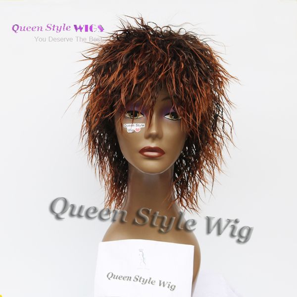 Afro Synthetic Water Wet Kinky Curly Hair Wig Short Two Tone Ombre