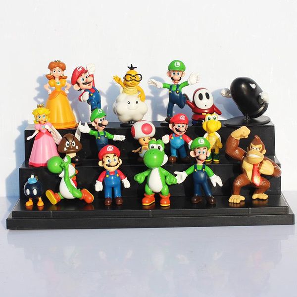 

sell super mario bros figures yoshi figure dinosaur toy super mario yoshi donkey kong toad action figures pvc doll for kid gift 18pcs