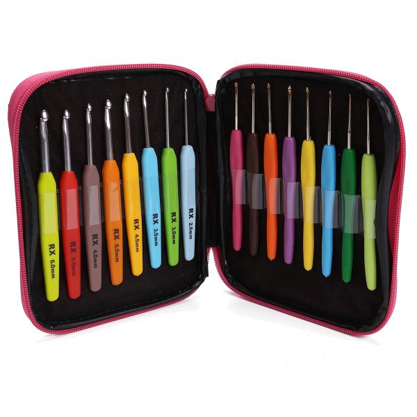 

aluminium crochet hooks yarn plastic handle knitting needles set weave kit
