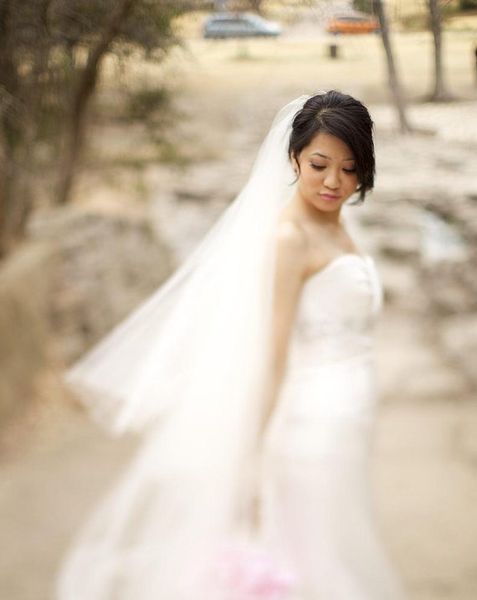 

3m cathedral length white ivory champagne two layer wedding veil cut edge with comb bridal veil 919, Black