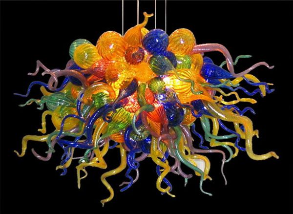 

100% mouth blown borosilicate led light fixture murano glass chandelier modern style multicolor modern crystal pendant lamps