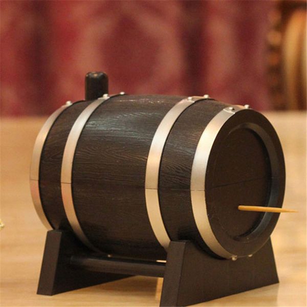 

wholesale- wine barrel plastic automatic toothpick box toothpick container toothpick dispenser yl872403