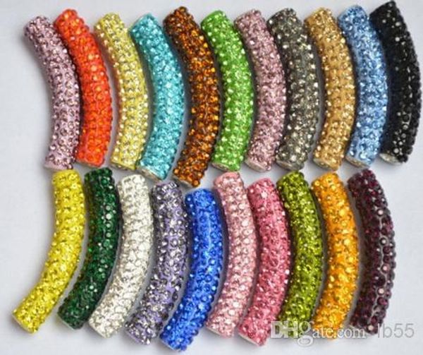 

лучший diy бесплатная доставка смешанные 12 цветов в случайных долго изгиб трубки кристалл шарик браслет ожерелье бусины.mjpw оптом! запас!с, Crystal