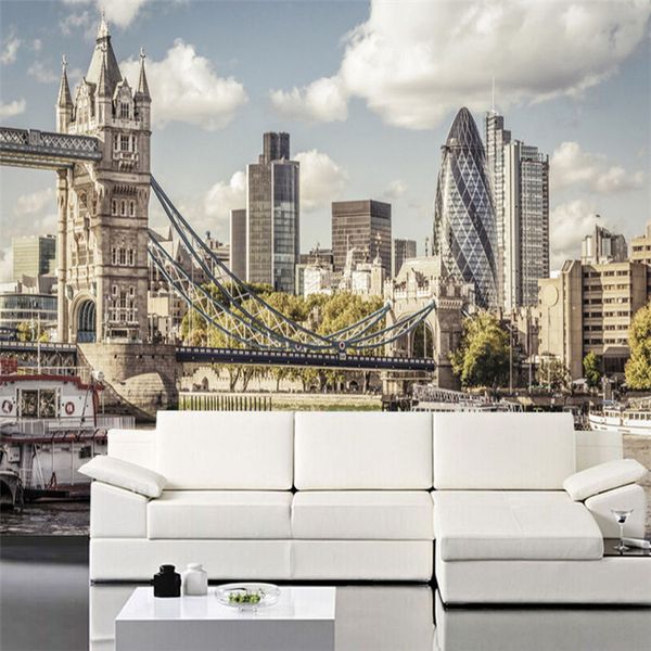 City Photography Landscape 3d Background Wall Paper Restaurant Bedroom Hall Wall Wallpaper High Definition Beautiful London Bridge Mural Clo Canada