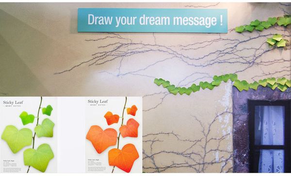 2019 Leaf Shaped Self Adhesive Stickers Decoration Memo Pad