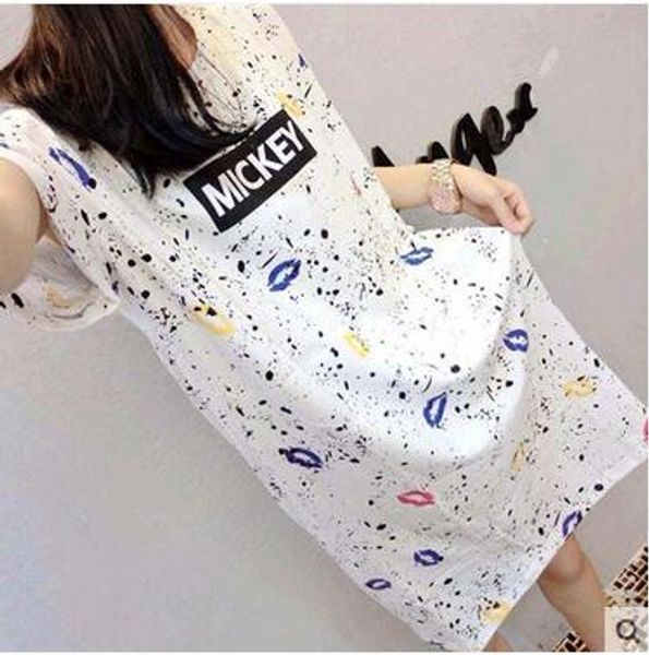 

2017 new spring and summer loose short-sleeved dress female students playing shirt shirt clothes letters ladies korean version of the tide, White;black