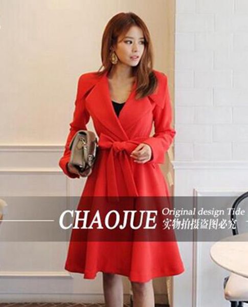 

women in the spring and autumn style boutique high-end temperament show thin big yards trench coat / s, Black