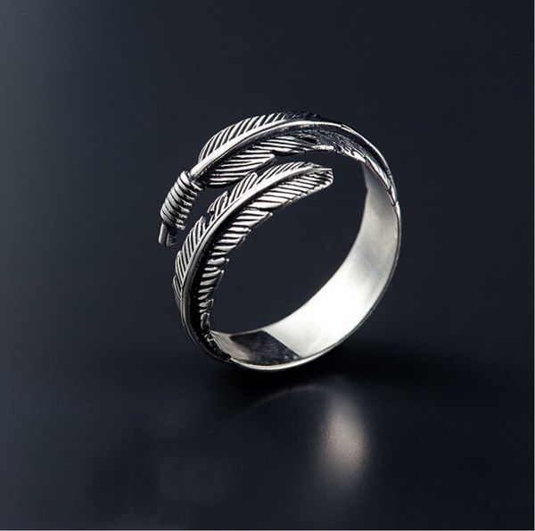 

New Fashion Designed Vintage Feather Ring Rerto Leave Ring Adjustable Leaf Ring For Man Woman Finger Wrap Jewelry