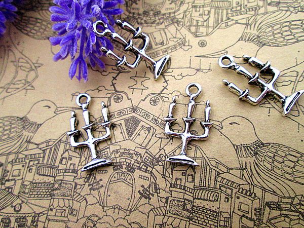 

60pcs-- spooky candelabra haunted house charms antique tibetan silver candlestick charms pendant 24 x14mm, Bronze;silver