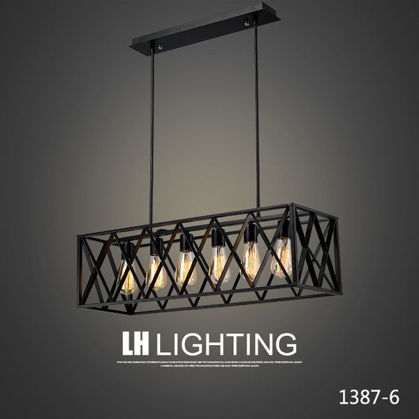 Industrial Loft Style Pendant Light Iron 6 Head Box Black Industrial Loft Style Pendant Light Iron 6 Head Box Black Chandeliers Hanging Lamp Wrought Chandelier