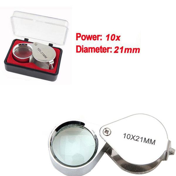Yeni metal 10x 21mm takı katlanır loupe katlanabilir göz büyüteç loupe cam lens287n